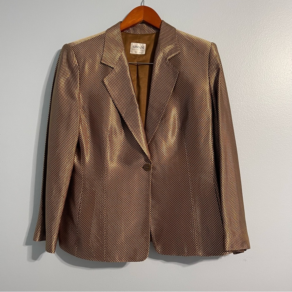 Armani COLLEZIONI Women’s Vintage Norma Della Legge Gold 1 Button Blazer #6